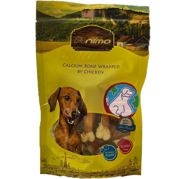 تشویقی سگ 100 گرمی Animo calcium bone wrapped by chicken